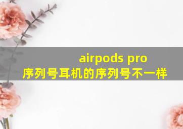 airpods pro序列号耳机的序列号不一样